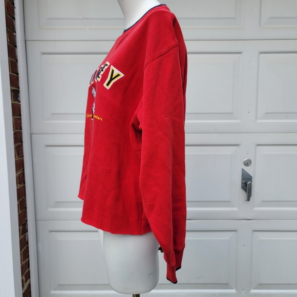 Disneyland Mickey Mouse Vintage Altered Red Sweatshirt Spirit Jersey Medium - Picture 6 of 10